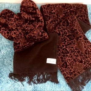 Floral Print Scarf and Mittens